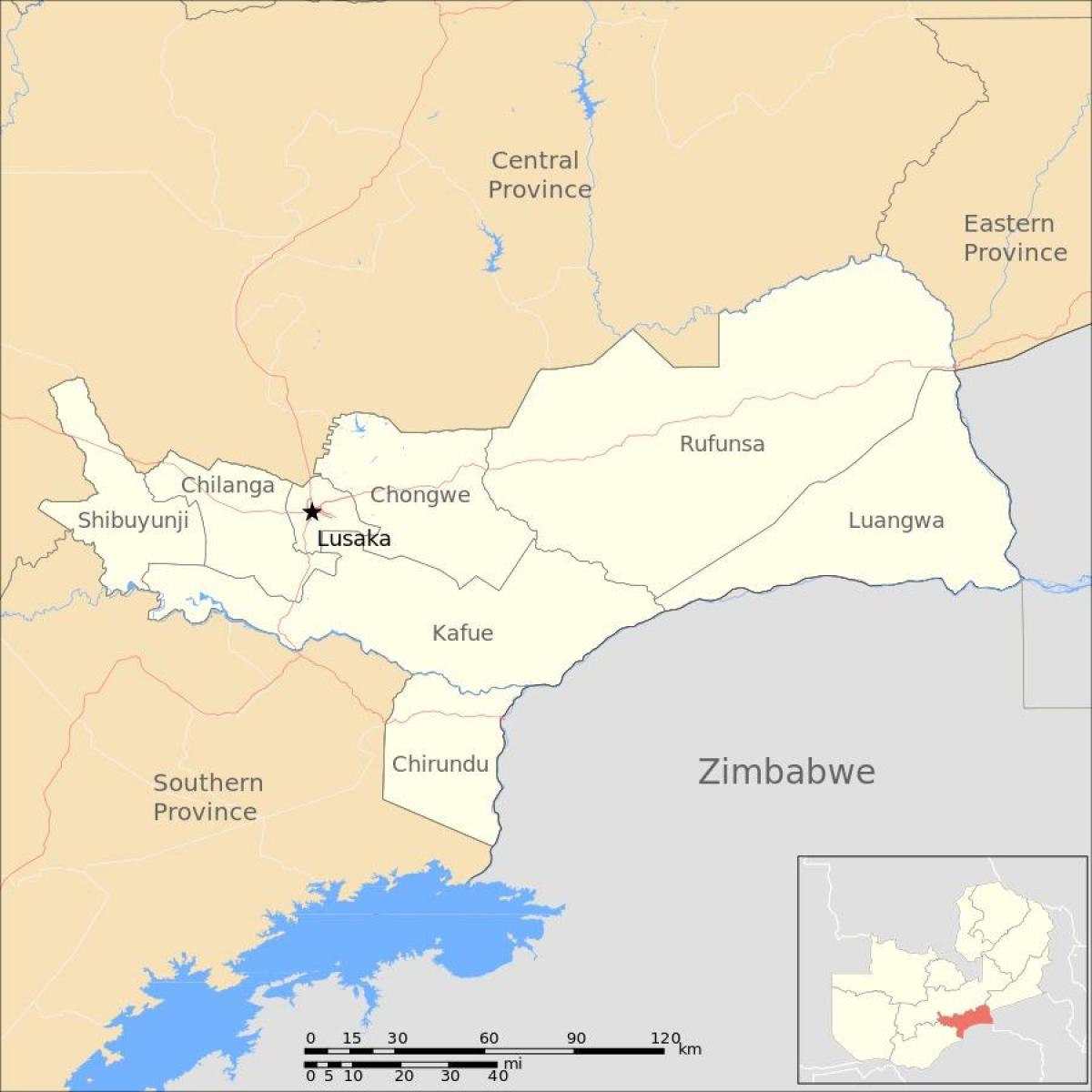 Mapa lusaka Zambia