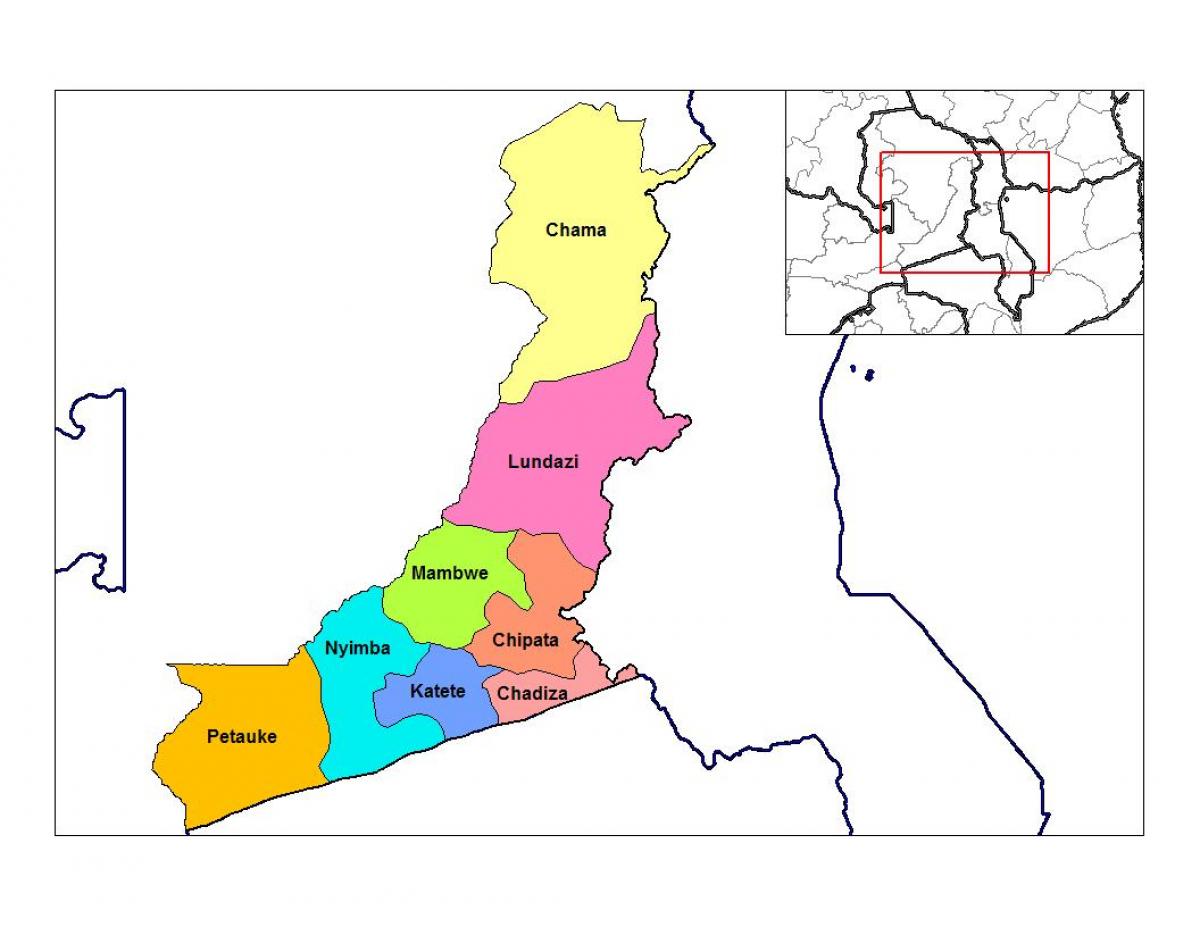 mapa východnej provincii Zambia