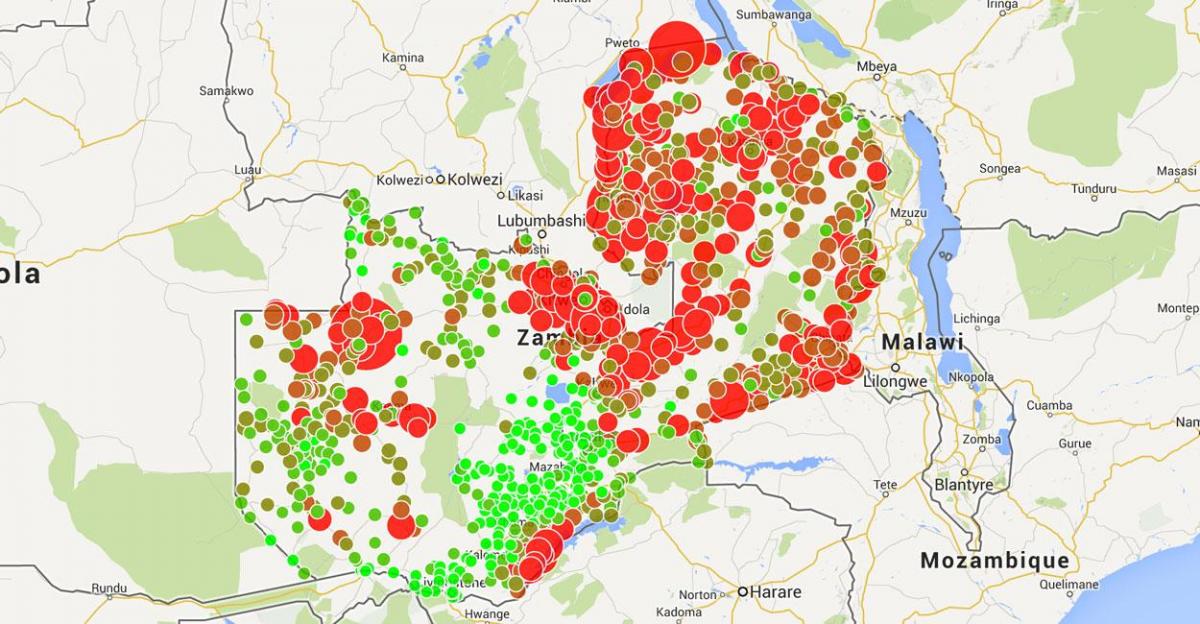 Mapa Zambia malária