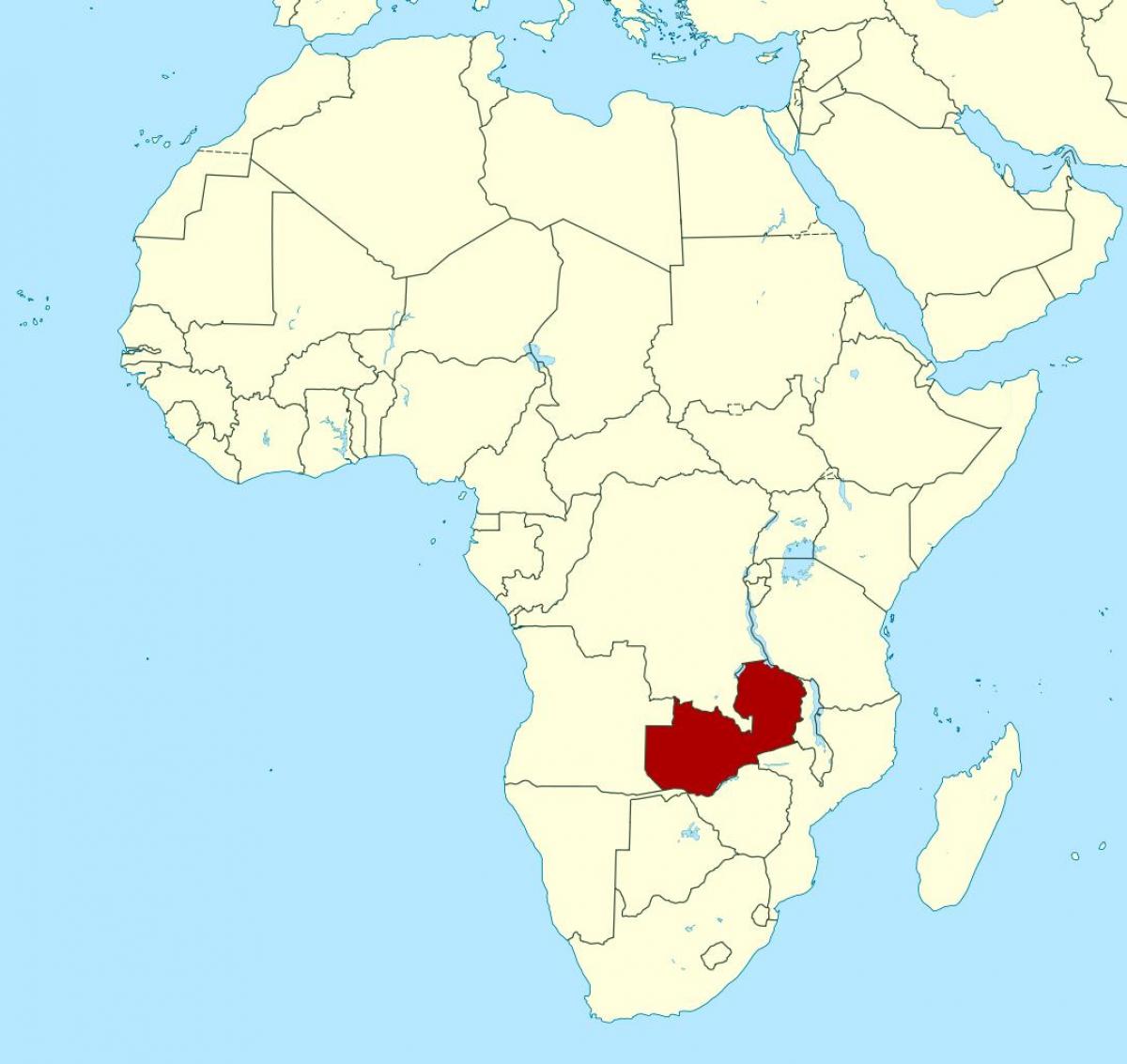 Mapa Zambia miesto na svete