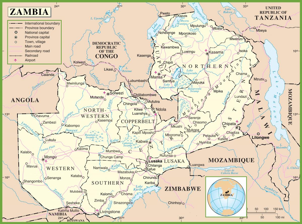 mapa Zambia