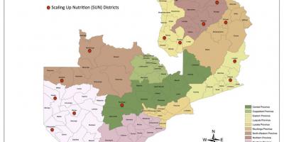 Zambia okresov aktualizované mapy