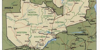 Zambia fyzikálne vlastnosti mapu