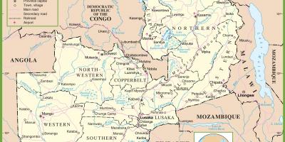 Mapa politických Zambia